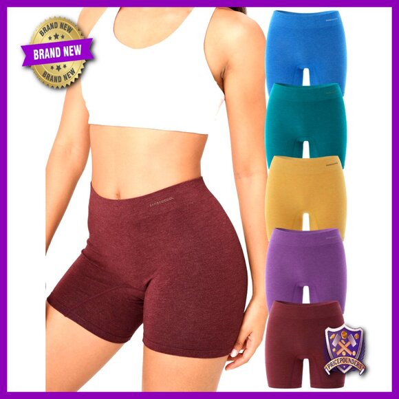 Seamless Boyshort Panties 5 Pack Soft Stretchy Bamboo Fabric Tag-Free